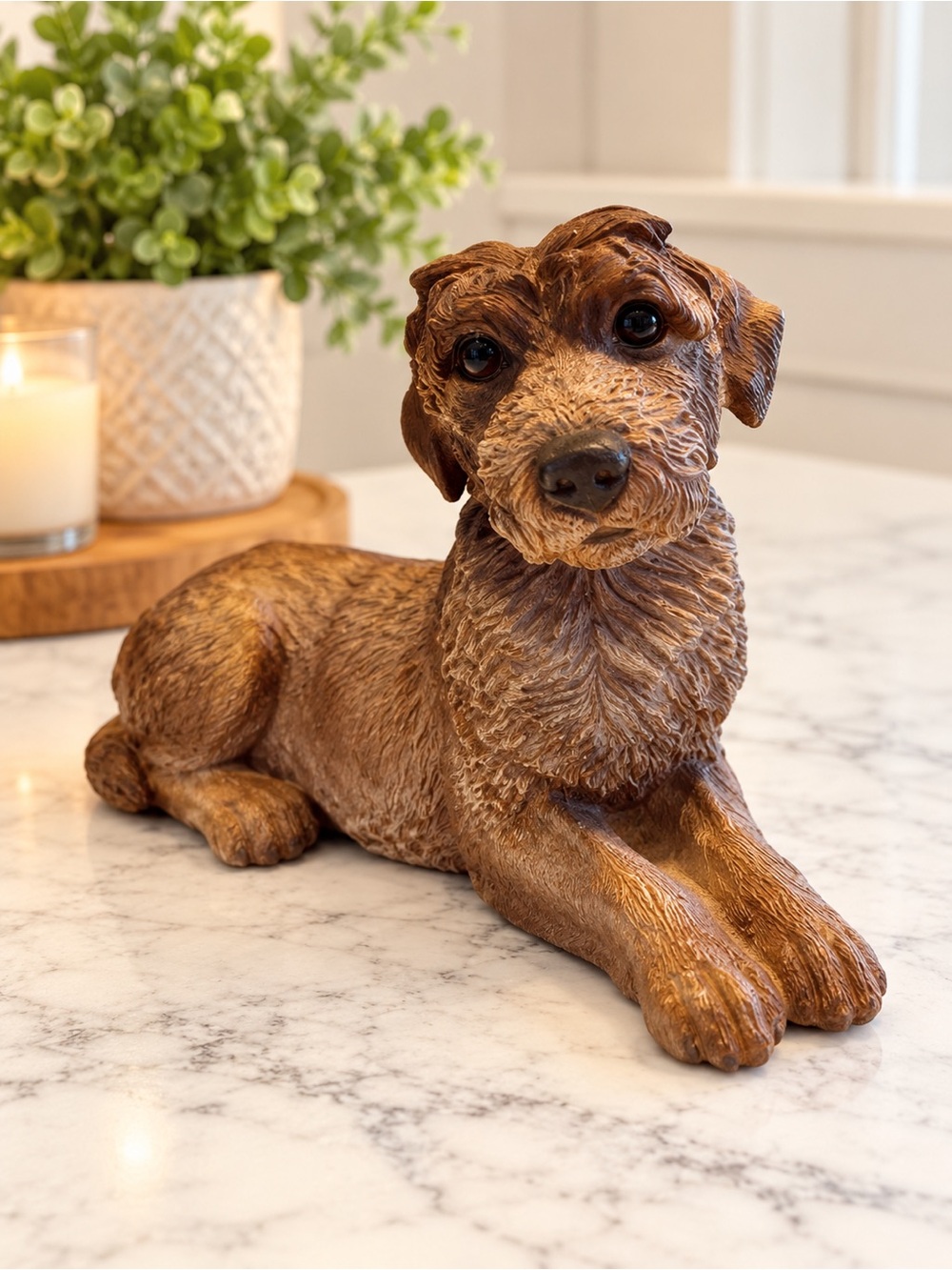 Vintage Home Interiors Large Resin Labrador Retriever Dog with Glass Eyes